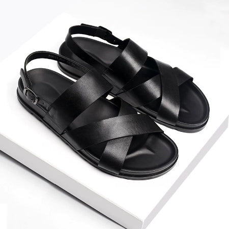 Importé - Chaussure Hommes Sandales A Lanières En Cuir