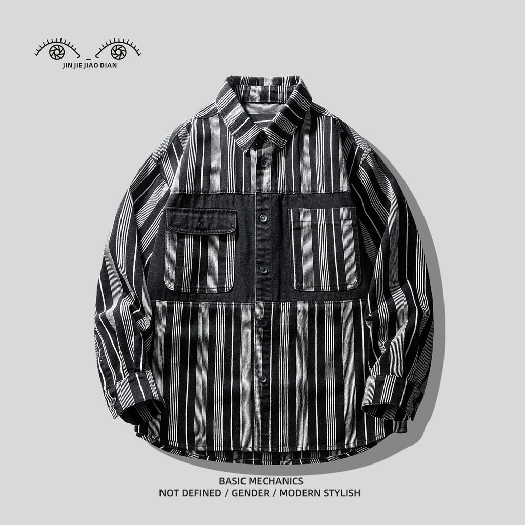 Importé - Chemise Coton Rayures Homme Manches Longues