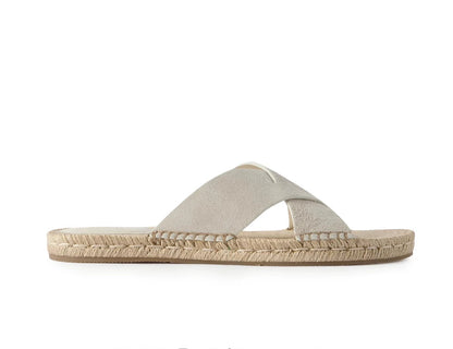 Importé - Chaussure Sandales Plates Décontractées Cuir Daim