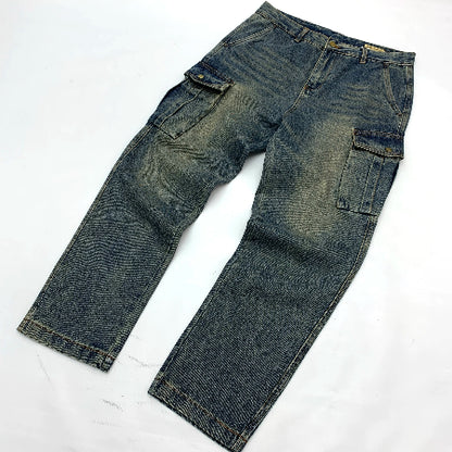 Importé - Pantalon Jean cargo Américain Homme Délavé