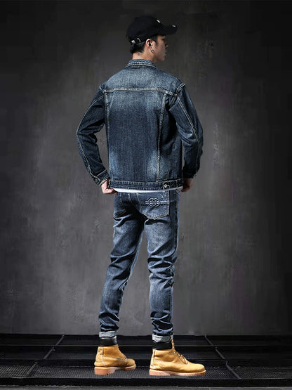 Importé - Jacket Jean Coton Denim Délavé Homme Slim Fit