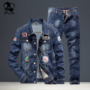 Importé - Ensemble Homme Jean Tendance  et Brodée Jacket + Pantalon