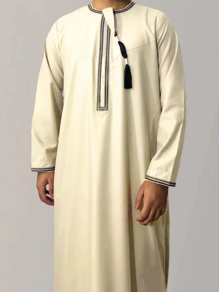 Importé - Boubou Homme Qamis Décontracté Manches Longues Avec fermeture éclair
