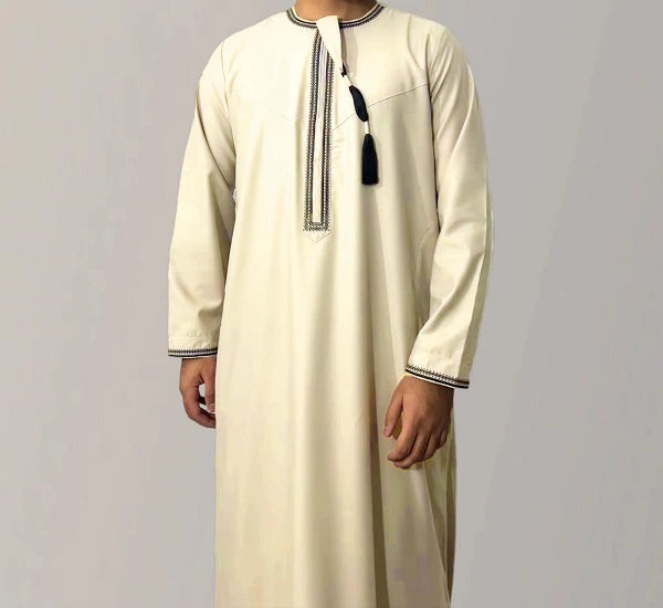 Importé - Boubou Homme Qamis Décontracté Manches Longues Avec fermeture éclair