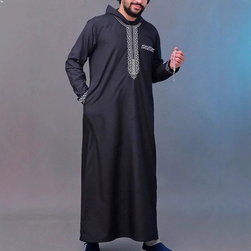 Importé - Boubou Homme Marocain Manches Longues A capuche