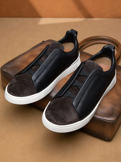 Importé - Chaussure Homme Sport Mocassins  En Cuir Véritable Sans Lacets