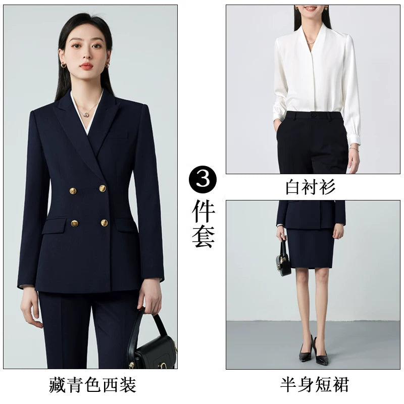 Ensemble Blazer Et Pantalon Élégant Femme - Coupe Ajustée - Bureau Et Occasions - Couleur Unie
