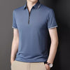 Importé - Polo T-shirt Homme Slim Fit Col Zip en Soie Glacée