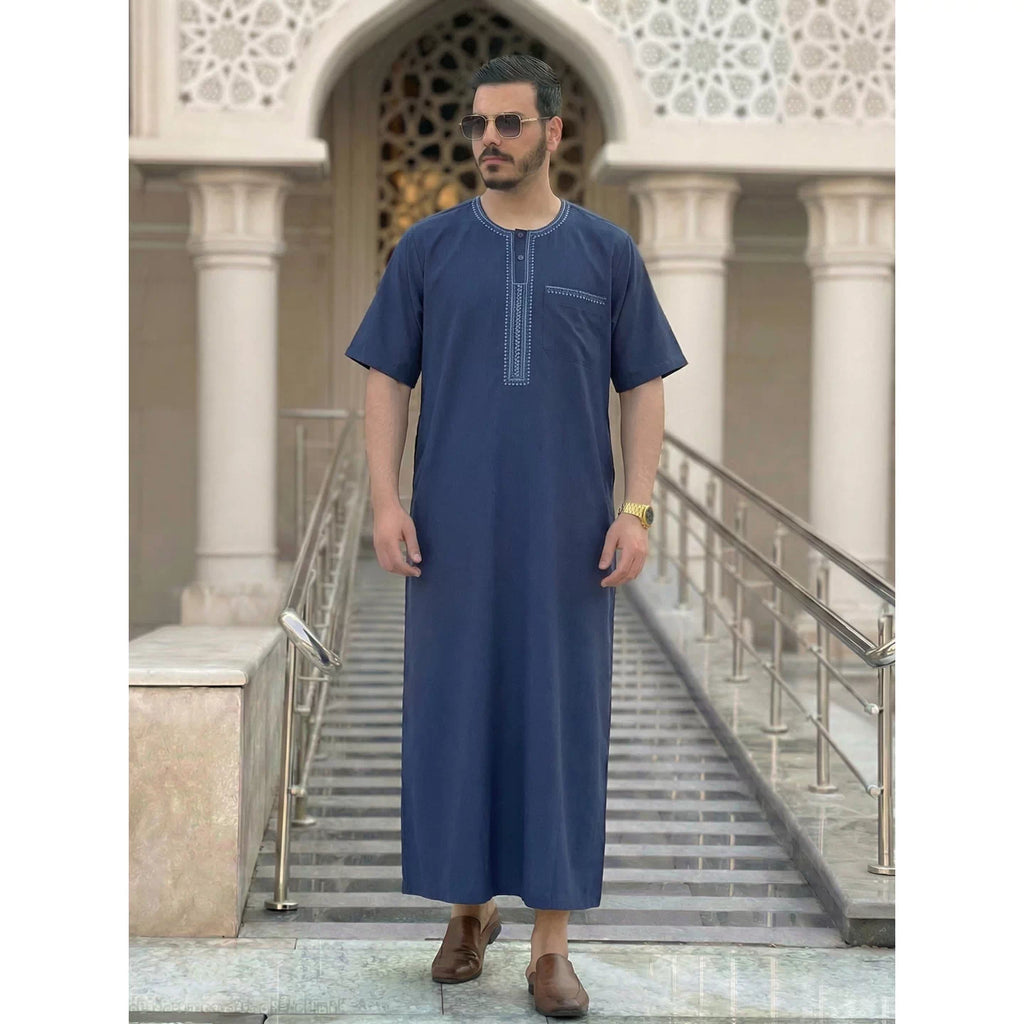 Importé - Boubou Homme Brodé Emirats Manche Courte