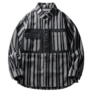 Importé - Chemise Coton Rayures Homme Manches Longues