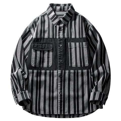 Importé - Chemise Coton Rayures Homme Manches Longues