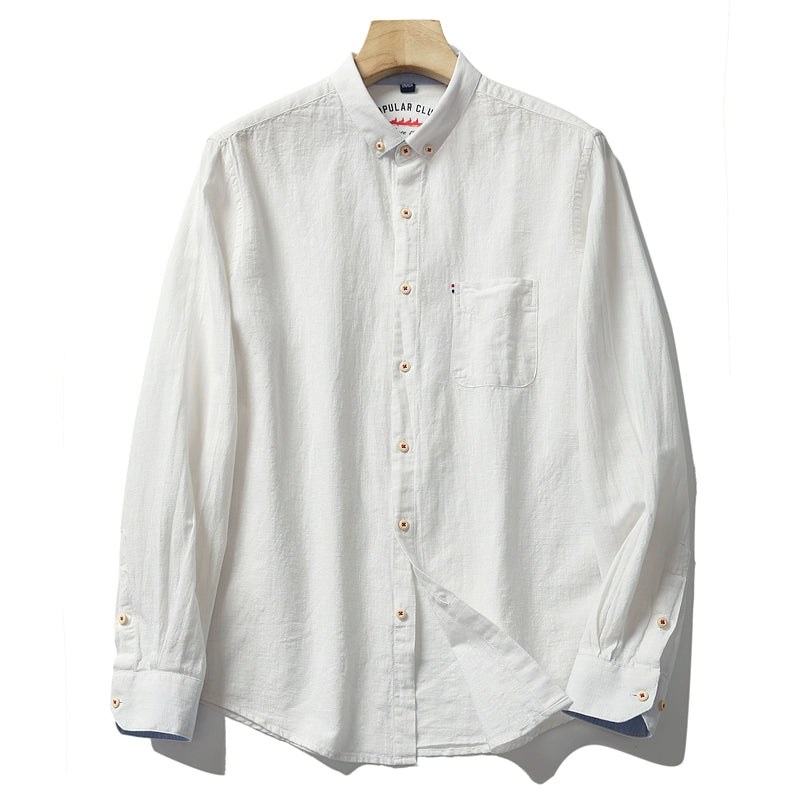 Importé - Chemise Homme 100% Coton Lin Manches Longues