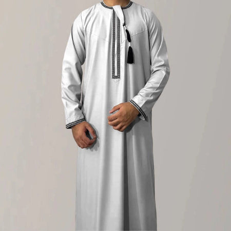 Importé - Boubou Homme Qamis Décontracté Manches Longues Avec fermeture éclair