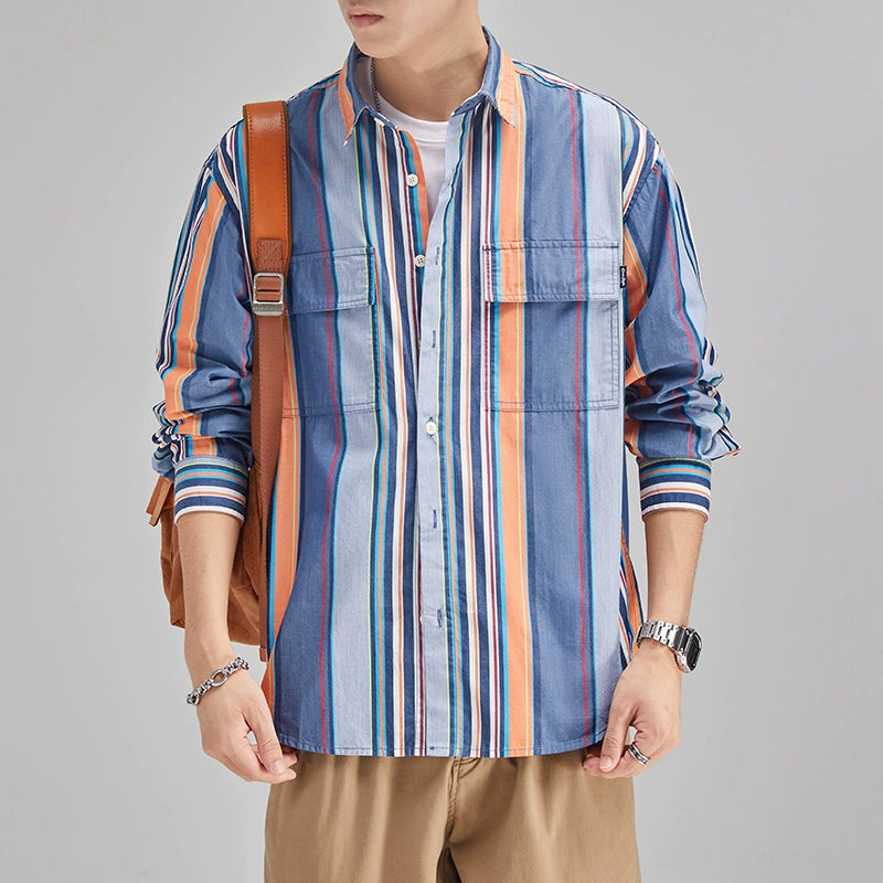 Importé - Chemise Ample Homme Tendance Manches Longues