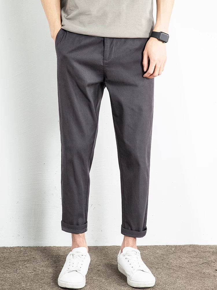 Importé - Pantalon Pur Coton Coupe Slim Homme Décontracté