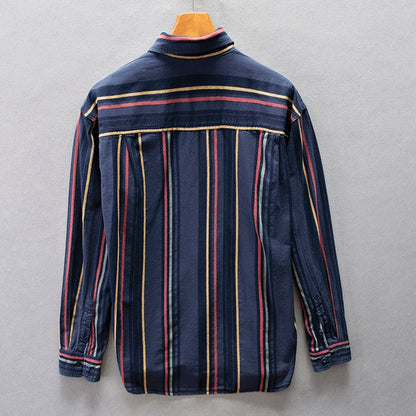 Importé - Chemise  En Coton Homme A Rayures Manches Longues