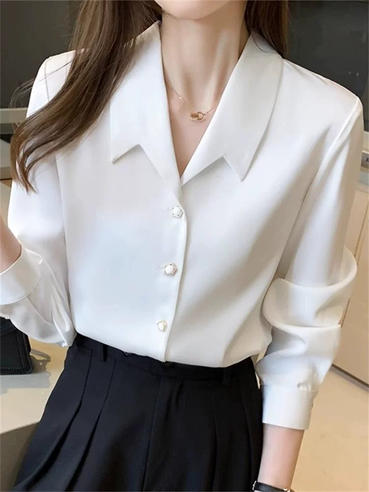 Importé - Chemisier Femme  Manches Longues En Satin