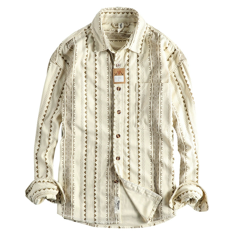 Importé - Chemise Homme 100% Coton Décontractée Manche Longue Style Rétro