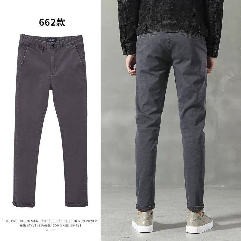 Importé - Pantalon Pur Coton Coupe Slim Homme Décontracté