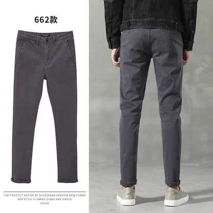 Importé - Pantalon Pur Coton Coupe Slim Homme Décontracté