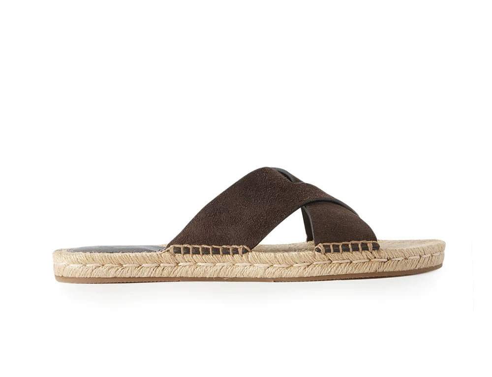 Importé - Chaussure Sandales Plates Décontractées Cuir Daim