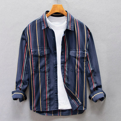 Importé - Chemise  En Coton Homme A Rayures Manches Longues