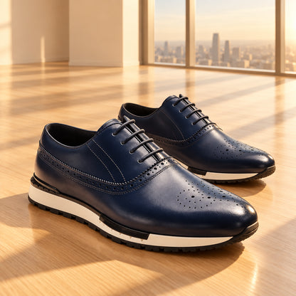 Chaussures Homme en Cuir de Vachette Business Casual à Lacets Semelle Caoutchouc