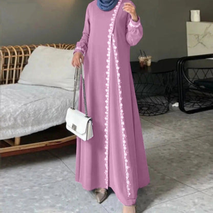 Importé -  Boubou Ample Femme en dentelle Avec Brodé Manches Longues