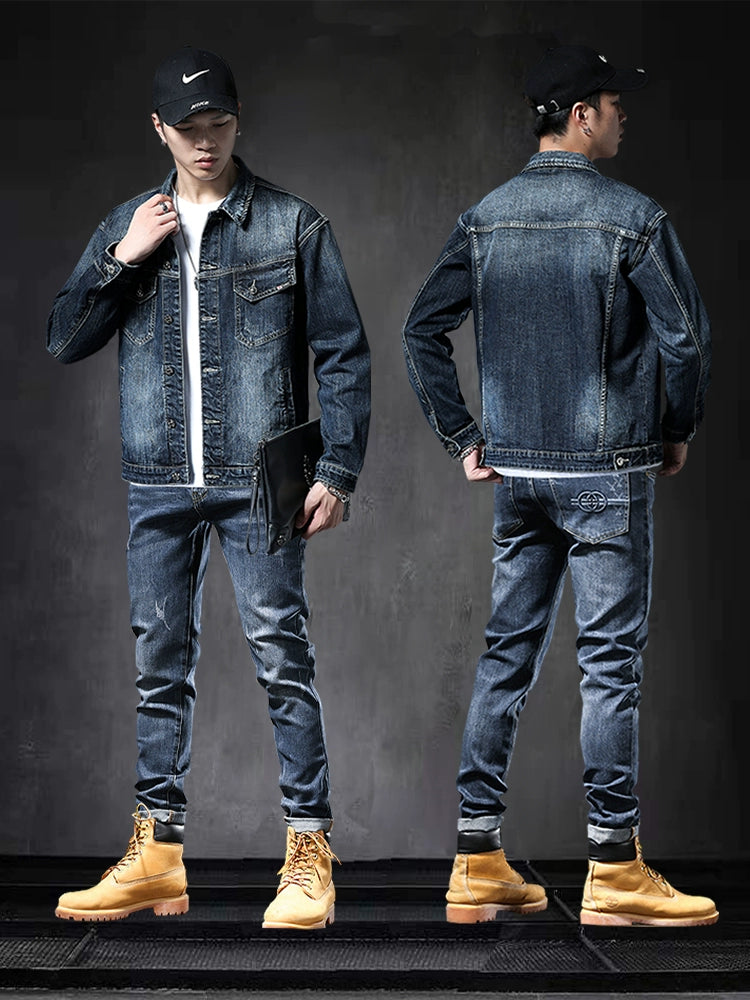 Importé - Jacket Jean Coton Denim Délavé Homme Slim Fit