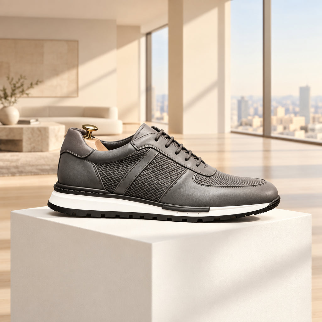 Chaussures Homme Cuir de Vachette Gaufré Respirantes à Lacets Toutes Saisons
