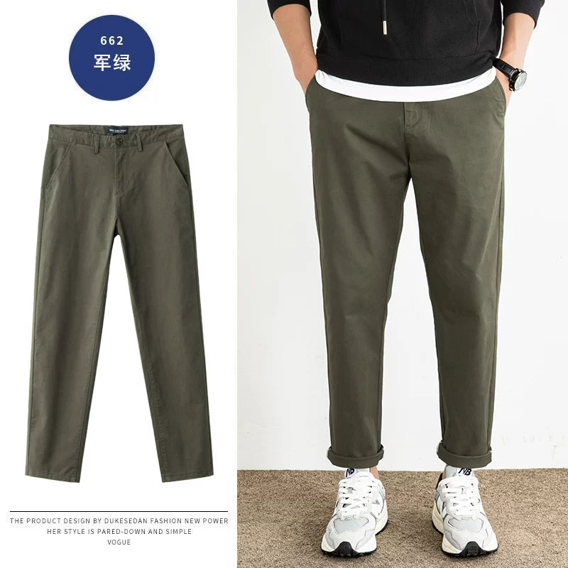 Importé - Pantalon Pur Coton Coupe Slim Homme Décontracté