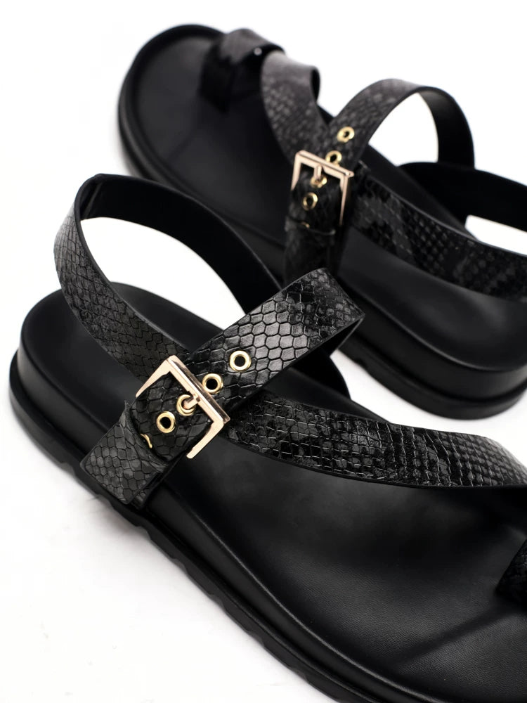 Importé - Chaussure Sandales A Lanières En Cuir Tendance