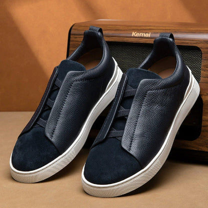 Importé - Chaussure Homme Sport Mocassins  En Cuir Véritable Sans Lacets