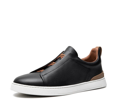 Importé - Chaussure Homme Sport Mocassins  En Cuir Véritable Sans Lacets