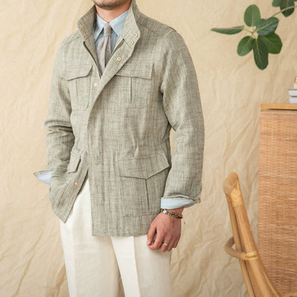 Importé - Blazer Veste Homme Sur-Chemise En Coton Lin