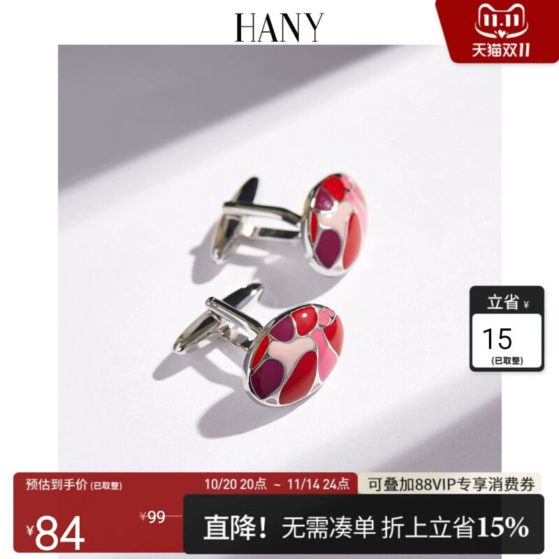 Importé - HANY  Boutons de Manchettes Rouge Cristal