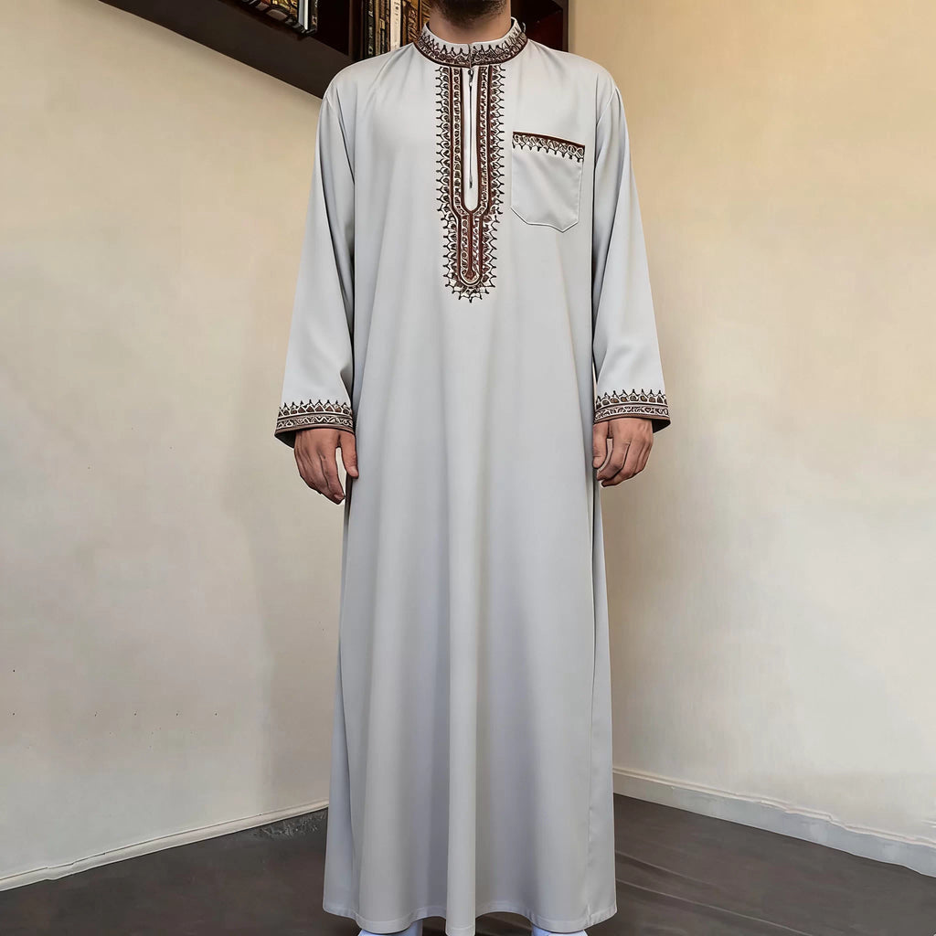 Importé - Boubou Homme Brodé Emirats Manche Longue
