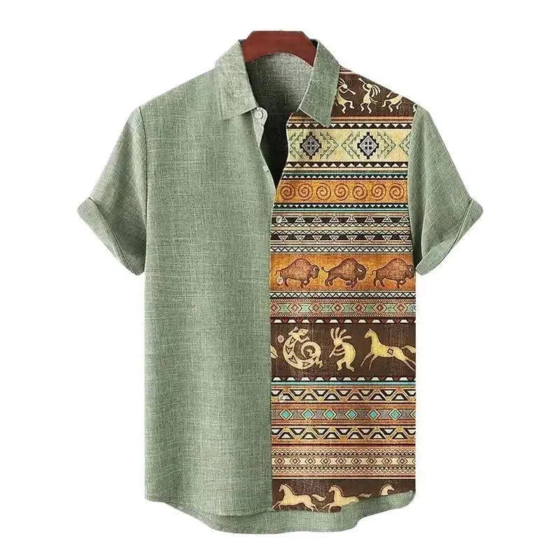 Importé - Chemise Homme Coton Lin Décontracté Manche Courte