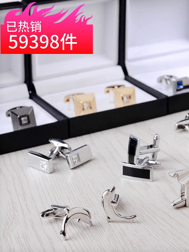 Importé - Boutons de Manchettes Homme - En Argent Brillant