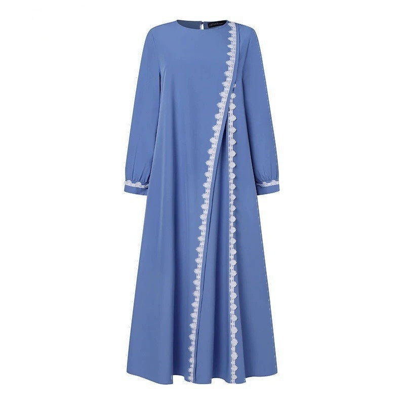 Importé -  Boubou Ample Femme en dentelle Avec Brodé Manches Longues