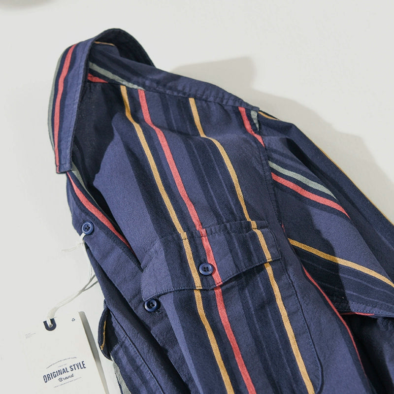 Importé - Chemise  En Coton Homme A Rayures Manches Longues