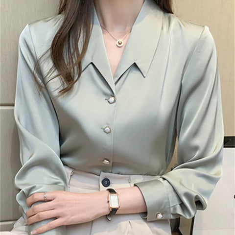 Importé - Chemisier Femme  Manches Longues En Satin