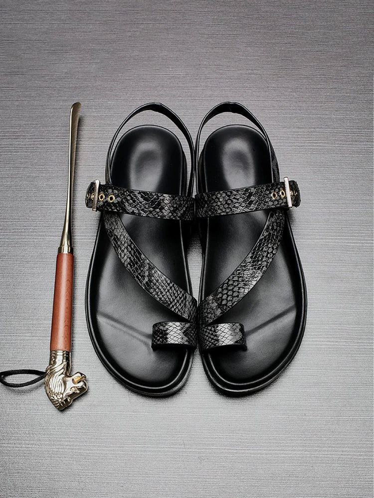 Importé - Chaussure Sandales A Lanières En Cuir Tendance