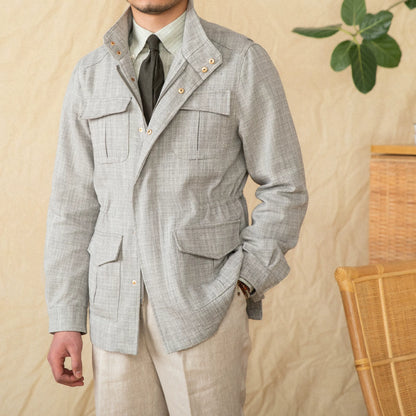 Importé - Blazer Veste Homme Sur-Chemise En Coton Lin