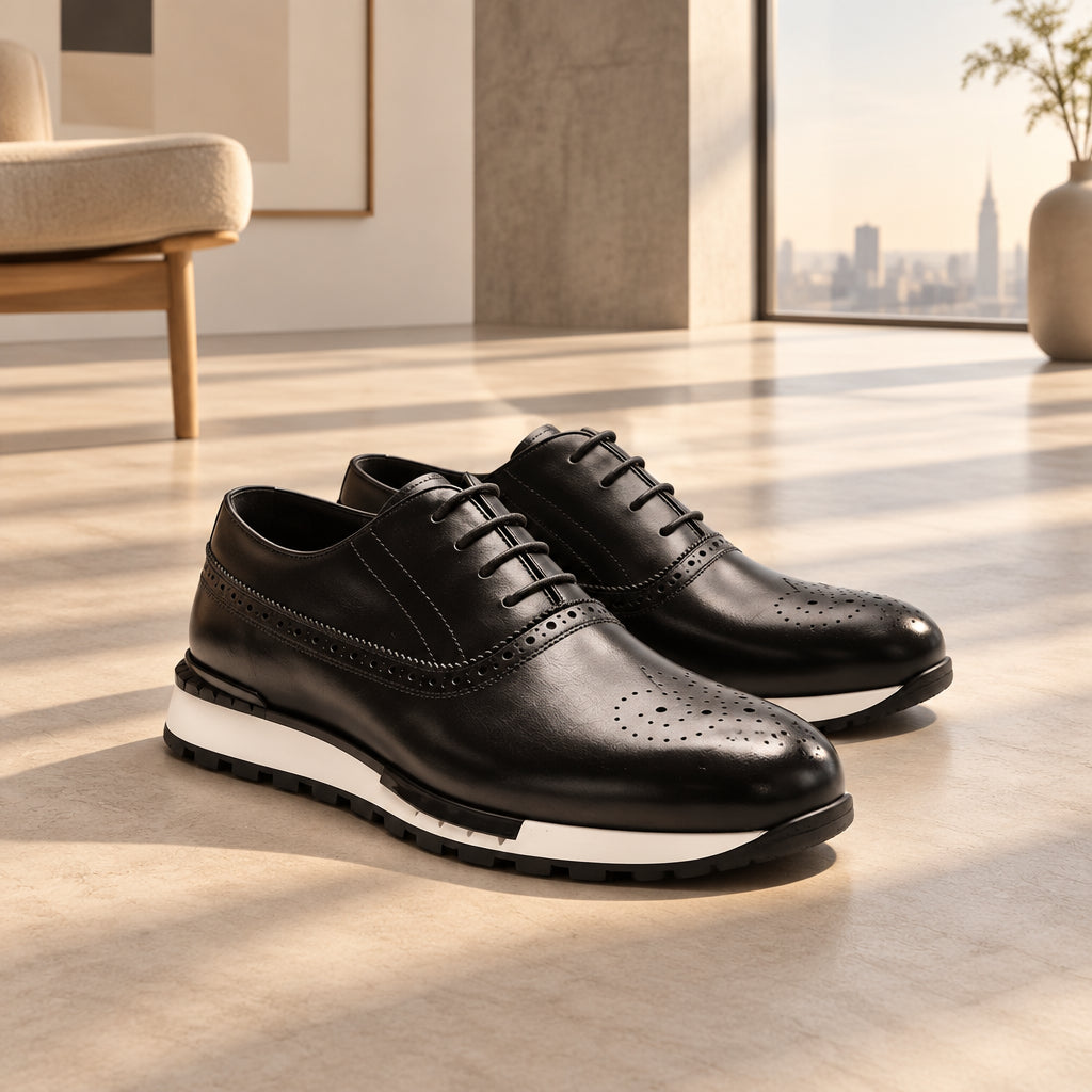 Chaussures Homme en Cuir de Vachette Business Casual à Lacets Semelle Caoutchouc
