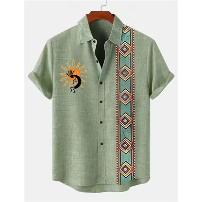 Importé - Chemise Homme Coton Lin Décontracté Manche Courte