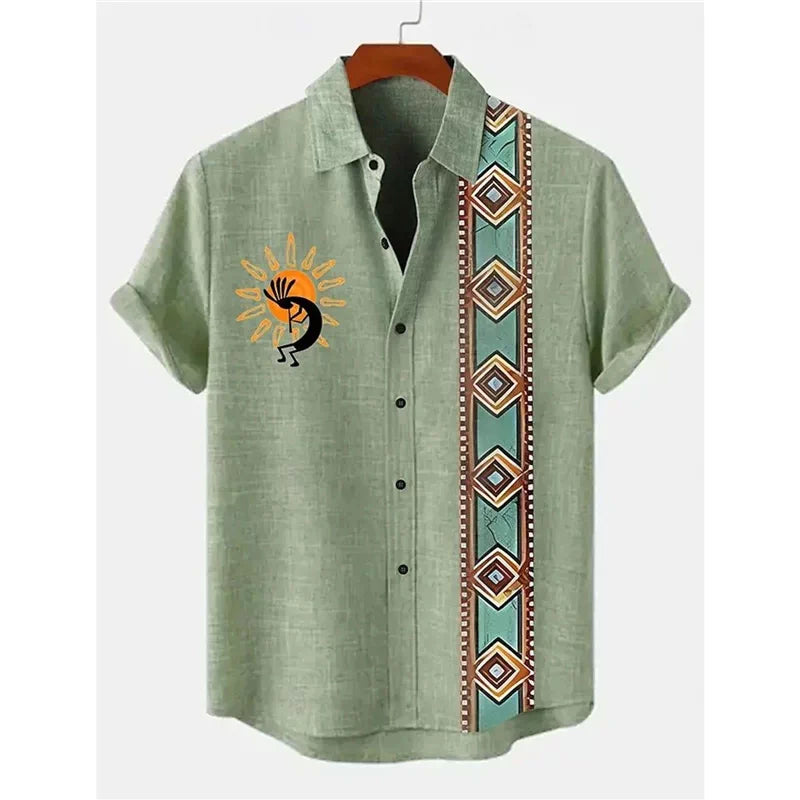 Importé - Chemise Coton Lin Homme Décontracté Manches Courtes