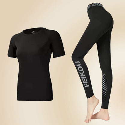 Importé - Ensemble Fitness Sport Femme Leggings Shirt TShirt