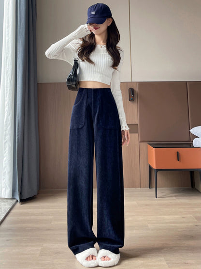 Importé - Pantalon Velours Femme Taille Haute