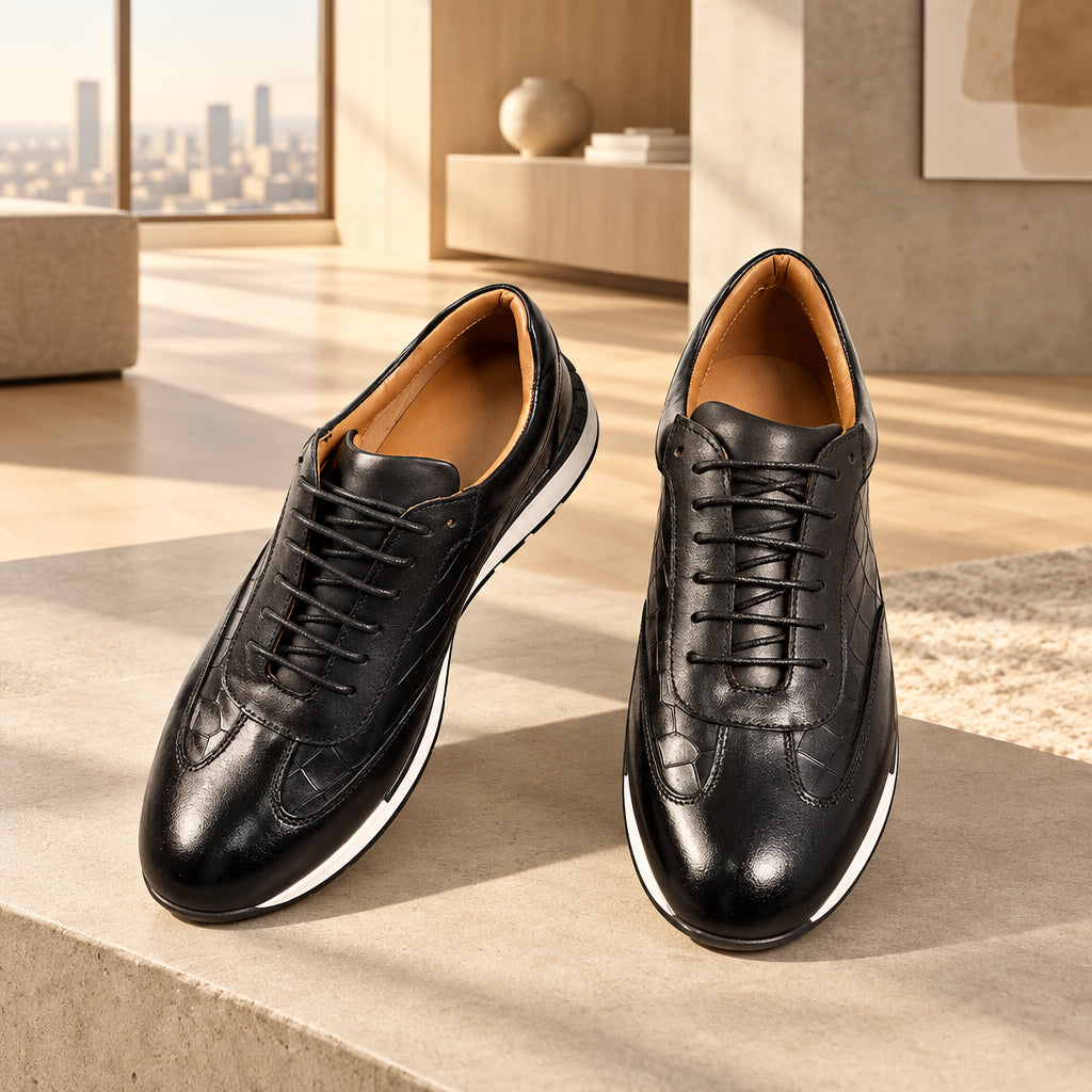 Chaussures Homme en Cuir de Vachette Faites Main Casual à Lacets Grandes Pointures